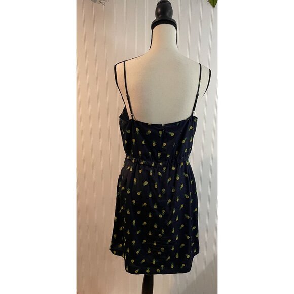 J.Crew Womens Pineapple Print Navy Dress Adjustable Straps Size 10 - Picture 5 of 16